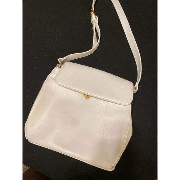Coletta Genuine White Cream Leather Crossbody Bag Like New w/Sliding Wallet - Picture 1 of 8